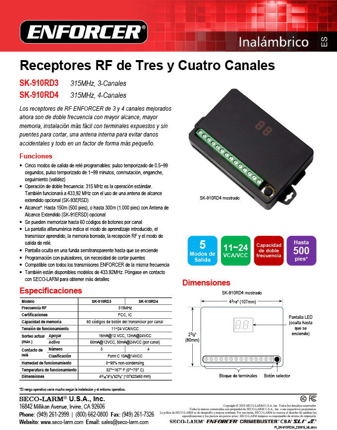 Seco-Larm Enforcer RF Receiver, 917MHz