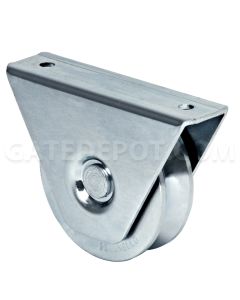 Comunello 326V-100 4" Surface Mount V-Groove Wheel, 2 Bearings, 1-1/8" Wide, Galvanized