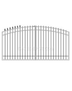 DuraGate Arch Top Driveway Gate - Dual / 14' W x 5' H - Finial Stubs