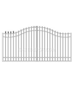 DuraGate Bell Curve Driveway Gate - Dual / 14' W x 5' H - Finial Stubs