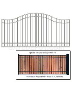 DuraGate Bell Curve Driveway Gate - Dual / Accepts Wood Infill - 16' W x 5' H
