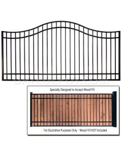 DuraGate Bell Curve Driveway Gate - Single / Accepts Wood Infill - 14' W x 5' H
