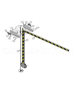 DoorKing 1601-610 Barrier Arm - Round Aluminum Folding / 12'