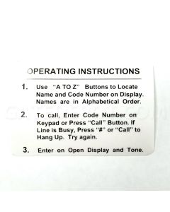 DoorKing 2599-185 Instruction Label - A, Z, CALL