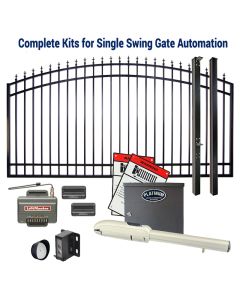DuraGate KIT-BLACT815-12-ASF-SW Swing Gate & Automation Kit - Arch Top 12' Single w/ Finial Stubs & Platinum Access BLACT815 Operator