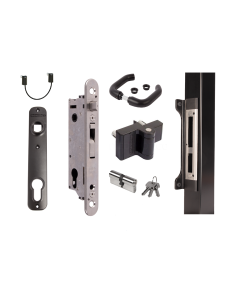 Locinox P00041482-9005 FORTYLOCK-MFG-SET-9005 Insert Lock Set with Handle, Cylinder, Covershield, Keep, Hinge, and Cable