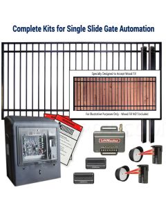 DuraGate KIT-14X6-FSW-SL Flat Top 14x6' Single Slide Gate & Automation Kit - Accepts Wood Infill
