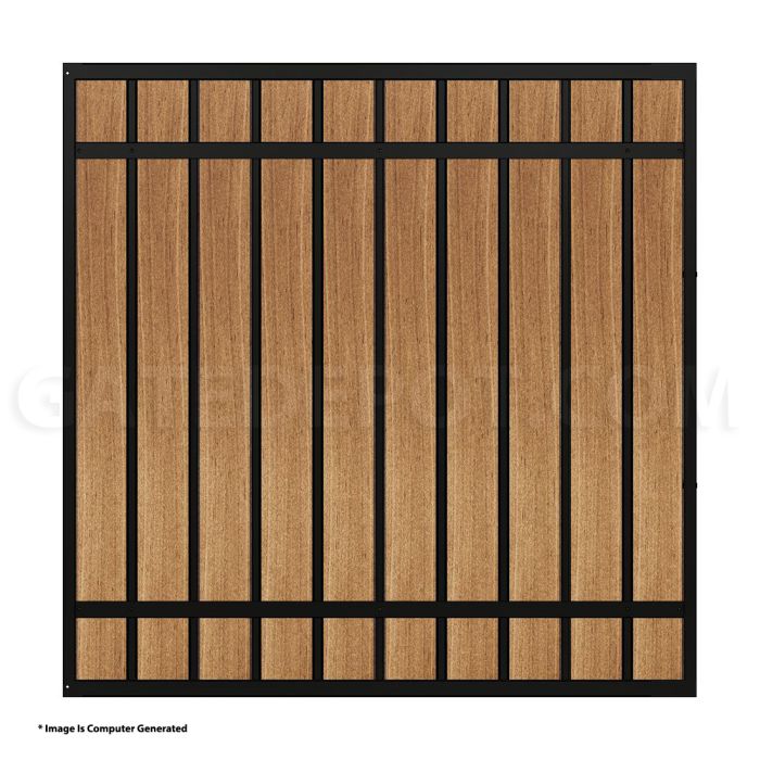 DuraGate Modular Flat Top Pedestrian Gate w/ Wood Infill - 5' W x 5' H