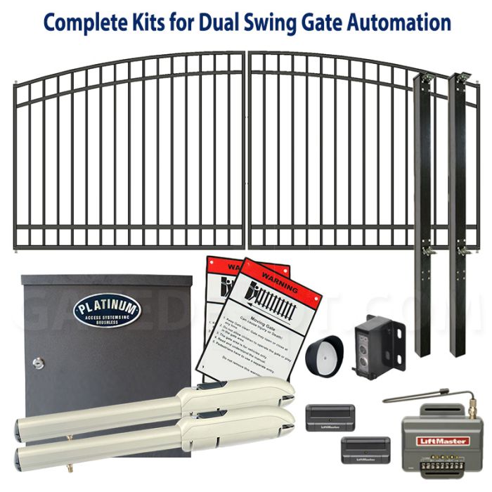 Automatic Modular Gate DuraGate Swing Gate & Automation Kit - Modular Arch Top 14x5' Dual