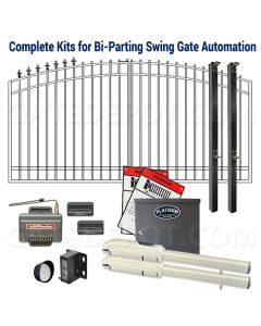 DuraGate KIT-BLACT815-12-ADF-SW Swing Gate & Automation Kit - Arch Top 12' Bi-Parting w/ Finial Stubs & Platinum Access BLACT815 Operator