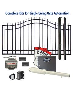 DuraGate KIT-BLACT815-12-BSF-SW Swing Gate & Automation Kit - Bell Curve 12' Single w/ Finial Stubs & Platinum Access BLACT815 Operator
