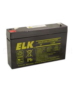 Elk 0675 Sealed Lead Acid  Battery - 6V / 7.5Ah